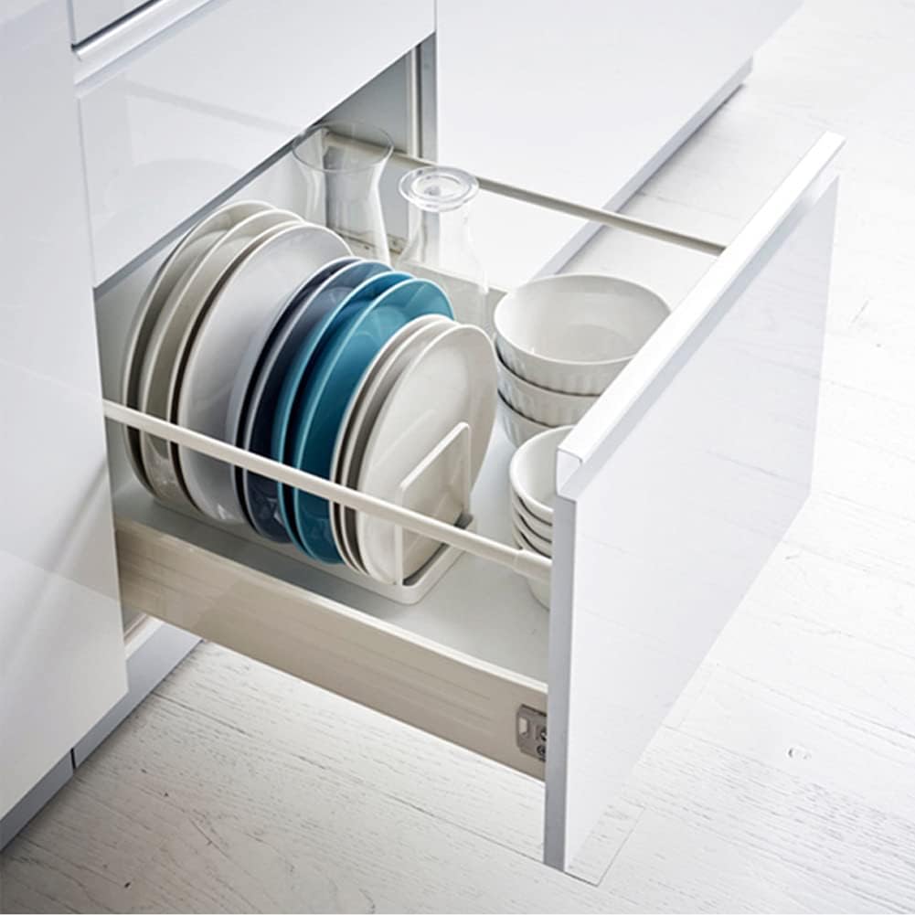 2 Pack Plate Home Accented Storage Rack, Plate Holders Organizer, Metal Dish Storage Dying Display Rack for Cabinet, Counter and Cupboard, White