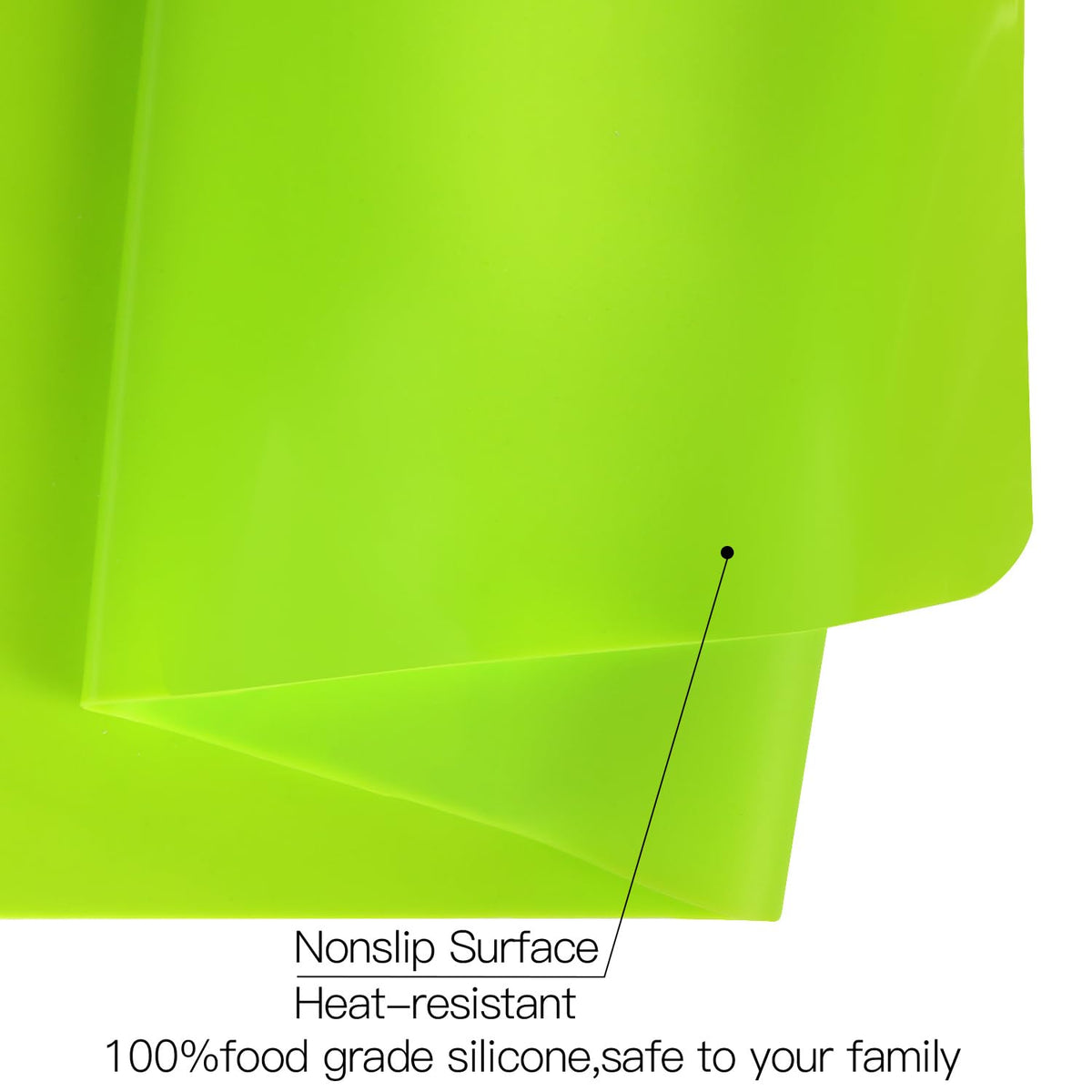 Extra Large Silicone Mat, Kitchen Counter Mat Placemats for Kids Silicone Mats for Countertop, Nonstick Silicone Table Mat for Baking Pastry Crafts Heat-Resistant Silicone Pad, 27.6'' x 19.7'', Green