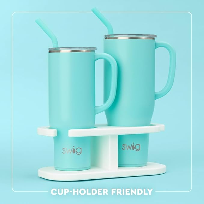 Swig Life 40oz Mega Mug, 40 oz Tumbler with Handle and Straw, Cup Holder Friendly, Dishwasher Safe, Extra Large Insulated Tumbler, Stainless Steel (Christmas Crew)