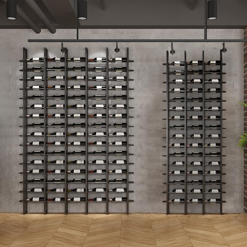 Wine Rack Freestanding Floor, 16 Tier 48 Bottle Capacity Display Holder, Industrial Wine Bottle Storage Shelves, for Any Bar, Wine Cellar, Kitchen, Dining Room (Brown, 3 Column)