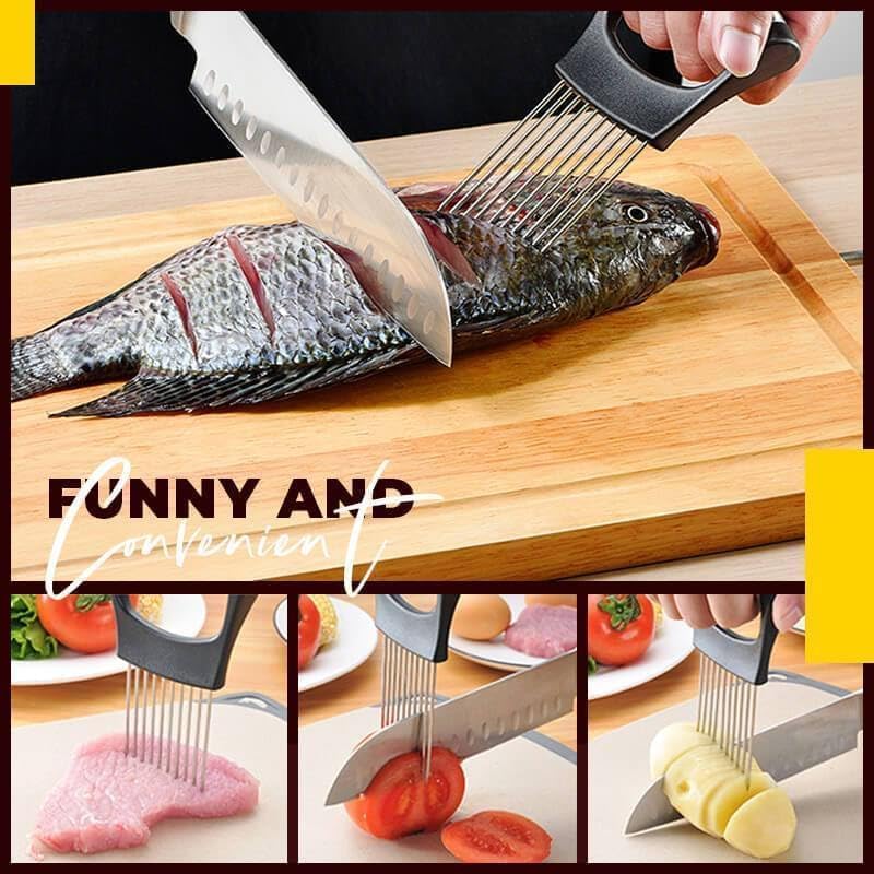 Ultra Onion Slice Holder - Stainless Steel Holder for Slicing Meat, Onion, Potato, Tomato - 3 Pack