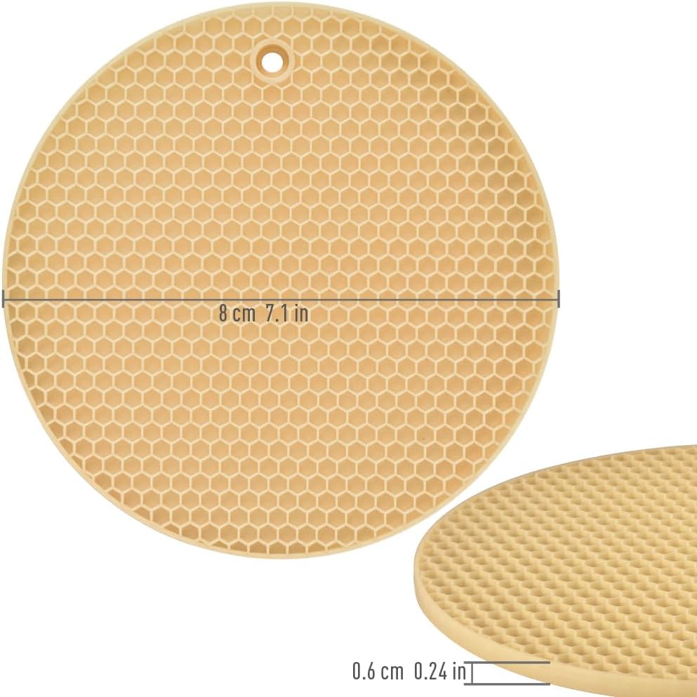 homEdge Silicone Trivets Mat, 6 Packs Multipurpose Non Slip Heat Resistant Pot Holder-Tan