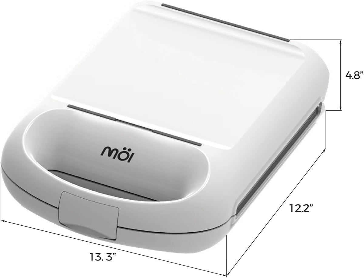 MOI 3 in 1 Sandwich Maker Press with Non-Stick Plates - Breakfast Panini Grill, Square Waffle Maker, Toaster Sandwich Press Combo with 180ยฐ Rotation & Indicator Lights - 1200W Breakfast Griller