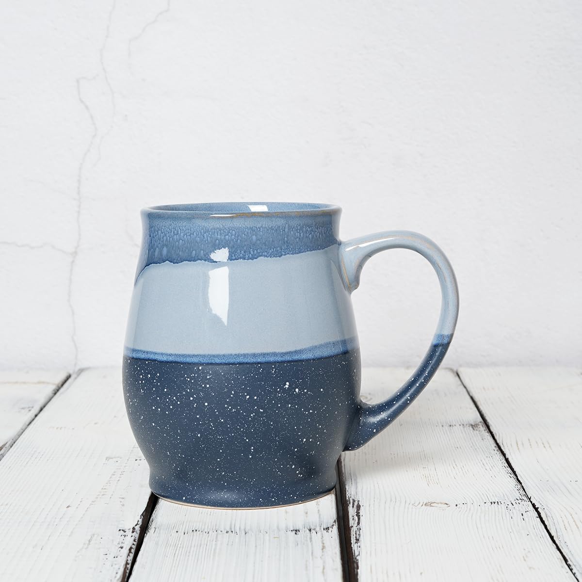 Bosmarlin Extra Large Ceramic Coffee Mug, 25 Oz, Dishwasher and Microwave Safe, Oversized Big Tea Cup for Office and Home, Reactive Glaze (Blue)