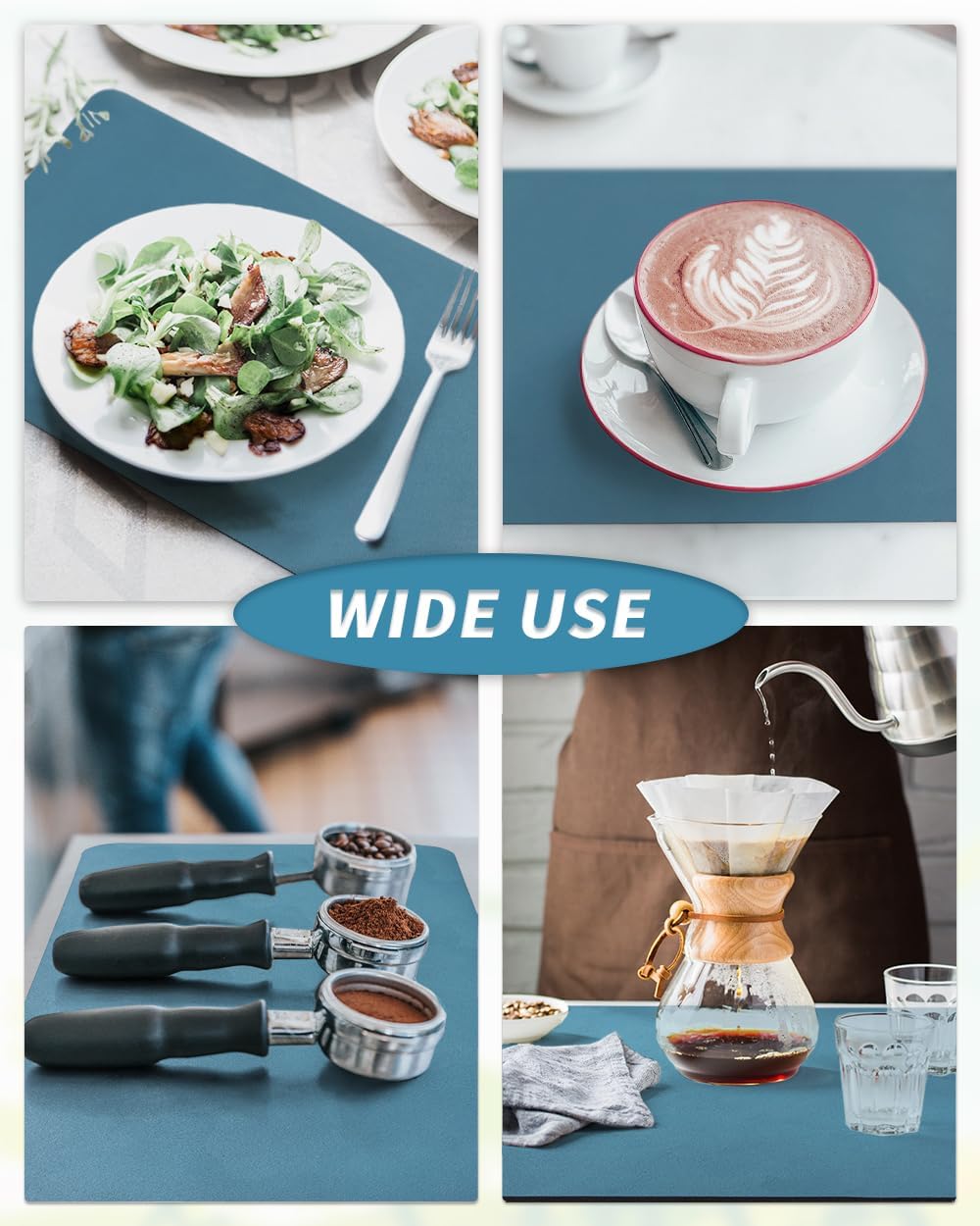 AMOAMI-Coffee Mat Hide Stain Rubber Backed Absorbent Dish Drying Mat for Kitchen Counter-Coffee Bar Accessories Fit Under Maker Machine Pot Espresso Machine Dish Rack Blue
