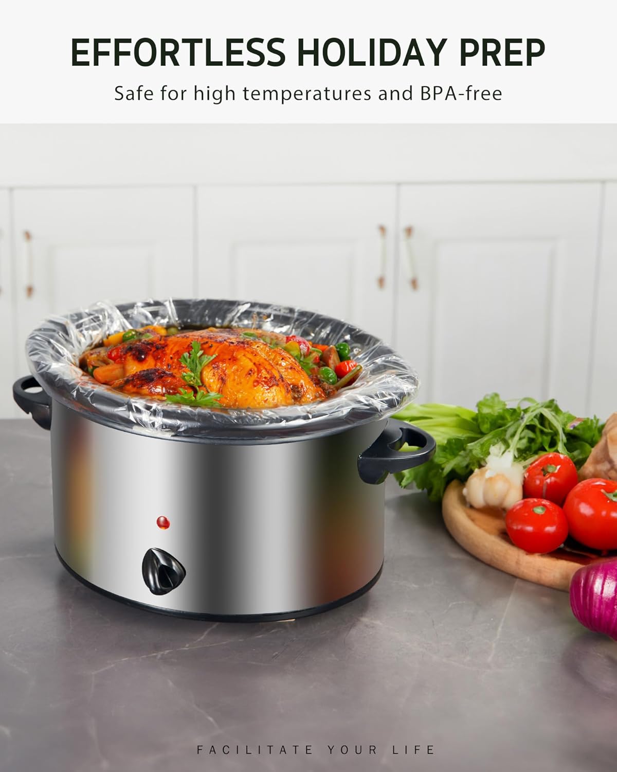 Syntus Slow Cooker Liners, 10 Count Cooking Bags Small Size Disposable Pot Liners Plastic Bags, Fit 1QT to 3QT for Slow Cooker Cooking Trays, 10.5"x 17.5", 10 Liners