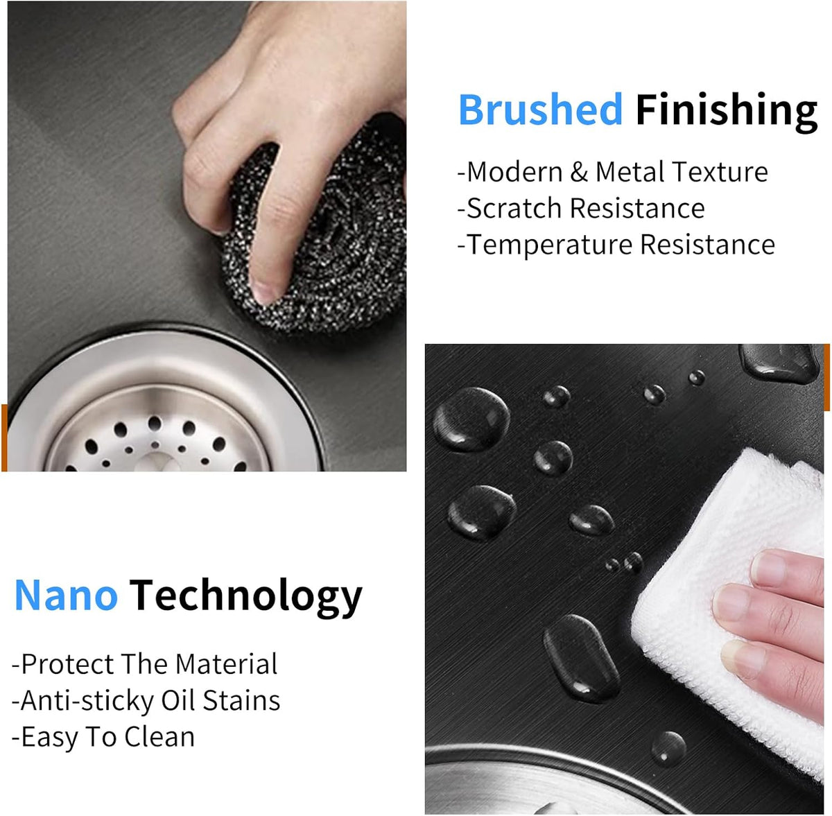 Black Kitchen And Bar Sink, 15x17 Inch Stainless Steel Drop In Kitchen Sink Modern Single Bowl Topmount Bar Sink Combo-Silicon Mat,Drain Strainer Set Compatibility With Various Kitchen & Bar Style