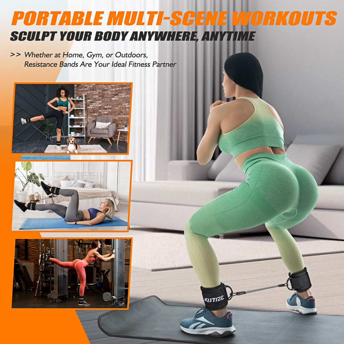 Ankle Resistance Bands for Legs, Booty Bands with Ankle Straps for Women