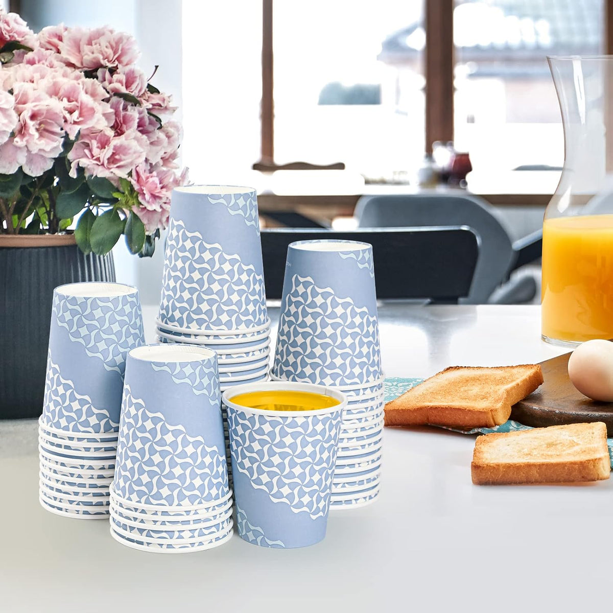 MUCHII 8 oz Paper Cups, 300 Count Disposable Coffee Cups for Hot Beverages, Water, Juice, or Tea