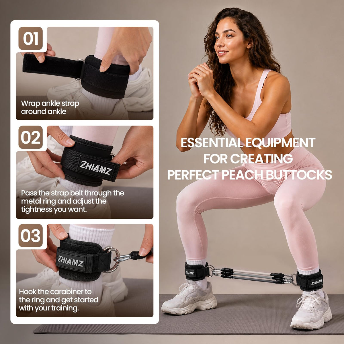 Ankle Resistance Bands with Cuffs, Ankle Bands for Working Out