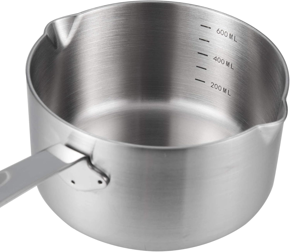 IMEEA Milk Butter Warmer Mini Butter Melting Pot Coffee Maker with Dual Pour Spout 18/10 Tri-Ply Stainless Steel (20oz/600ml)