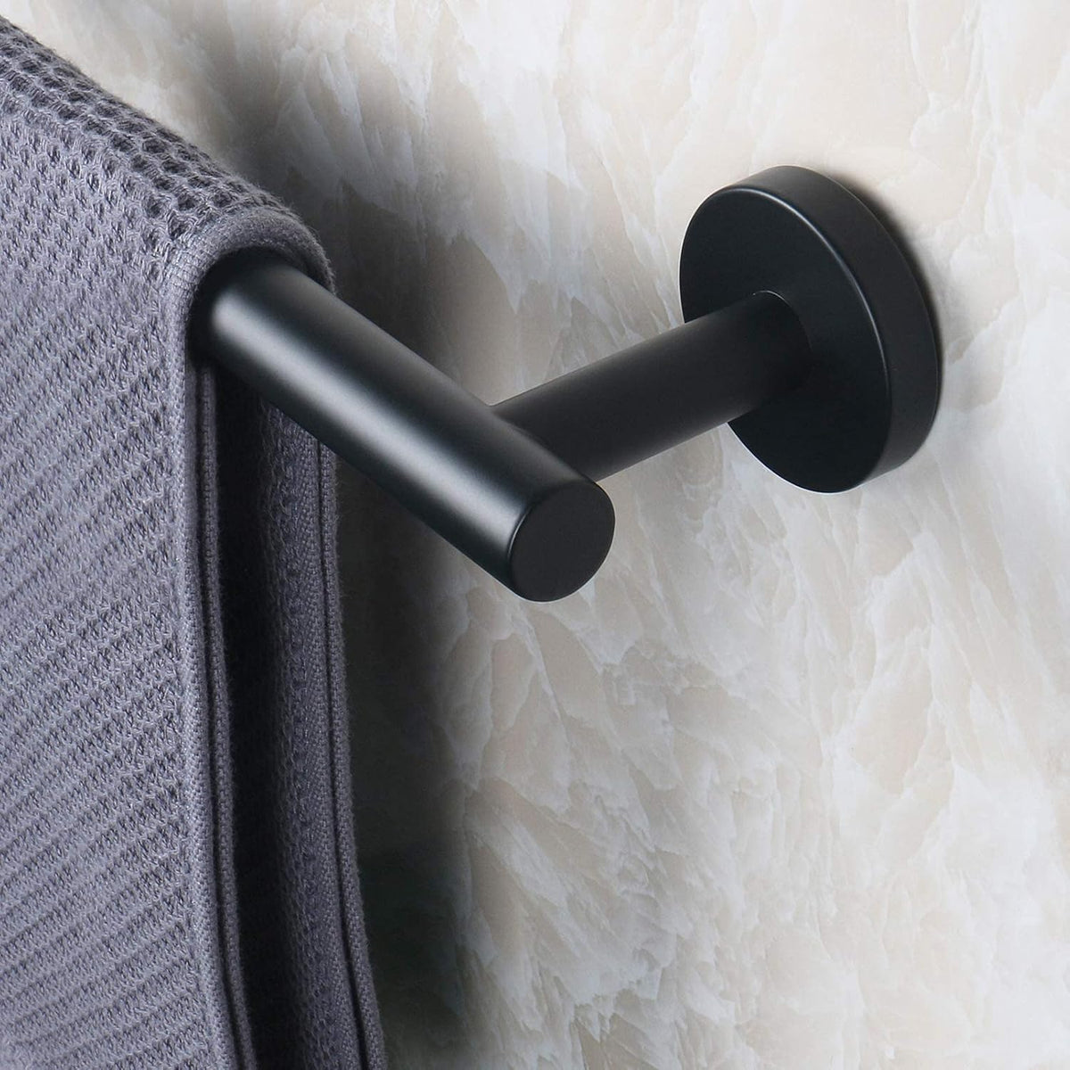 NearMoon Bath Towel Bar, Bath Accessories Thicken Stainless Steel Shower Towel Rack for Bathroom, Towel Holder Wall Mounted (2 Pack, Matte Black, 24 Inch)