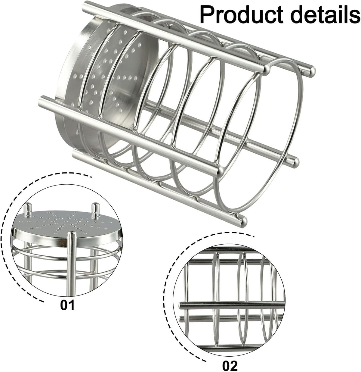 Utensil Holder, Stainless Steel Utensil Drying Rack, Dish Drainer for Kitchen Counter, Cutlery Flatware Holder Forks, Knives, Spoons, Chopsticks Organizer
