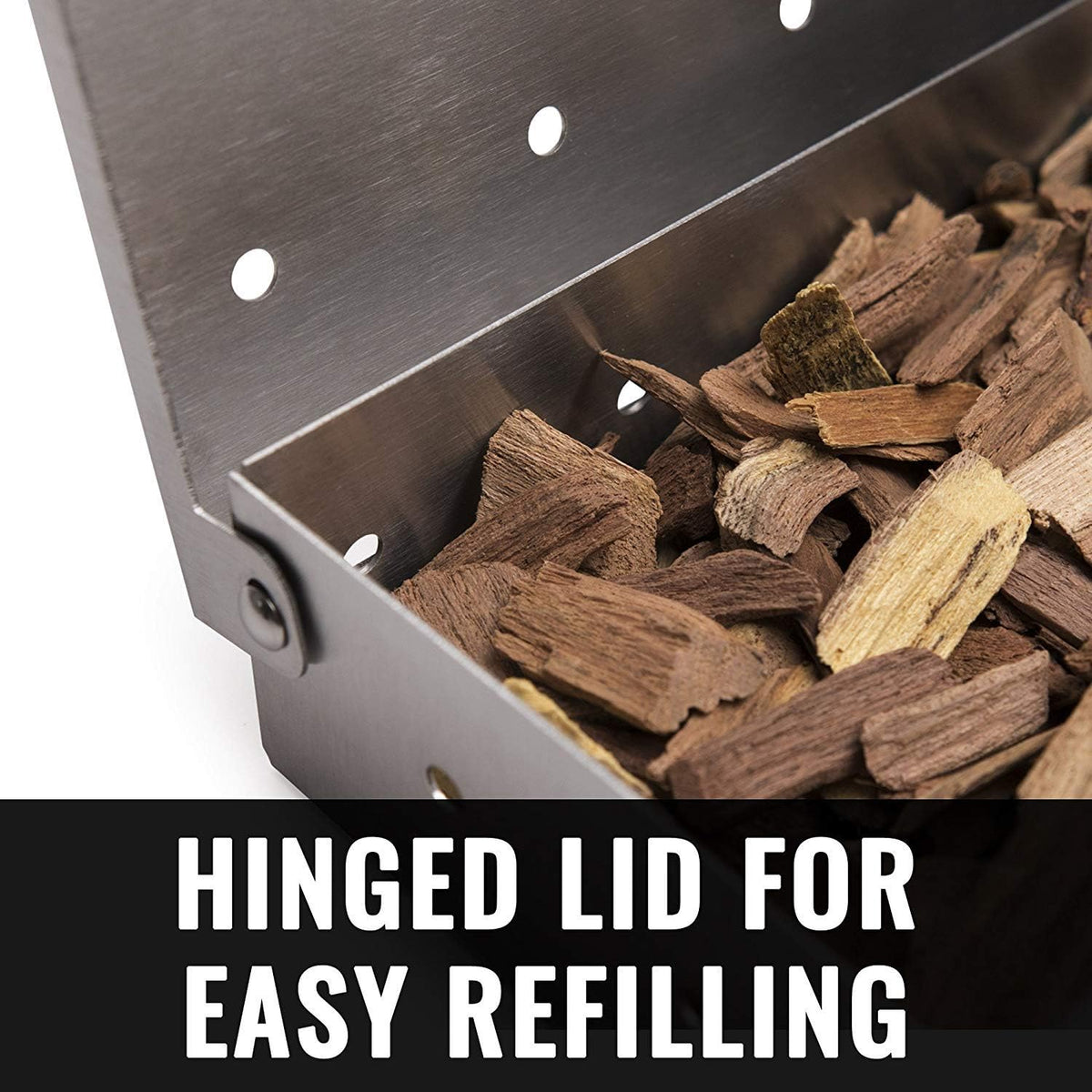 Grillaholics Smoker Box for Gas Grill & Charcoal Grill – Large Stainless Steel Wood Chip Smoker Box for Smoking Meat – Grilling Accessories for BBQ Lovers – Grill Smoker Box Gift for Men