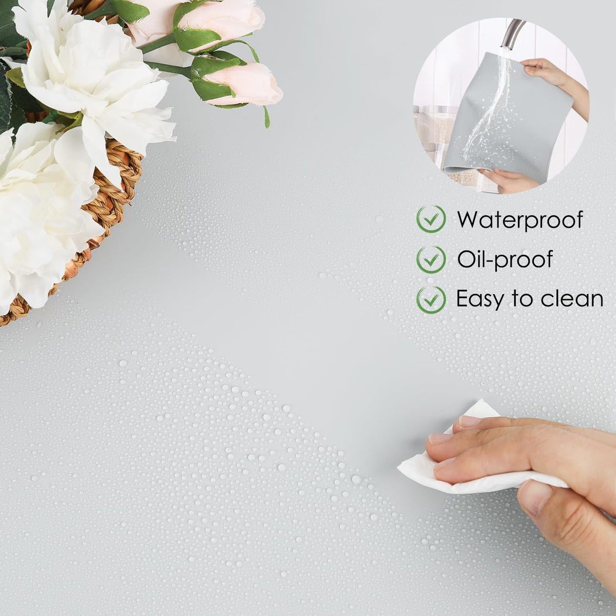 Extra Large Flexible Silicone Table Mats for Kids - Non-Slip, Waterproof, Heat Insulation Countertop Protector - Pastry Mat, 27.6''x19.7'' Gray, 1Pcs