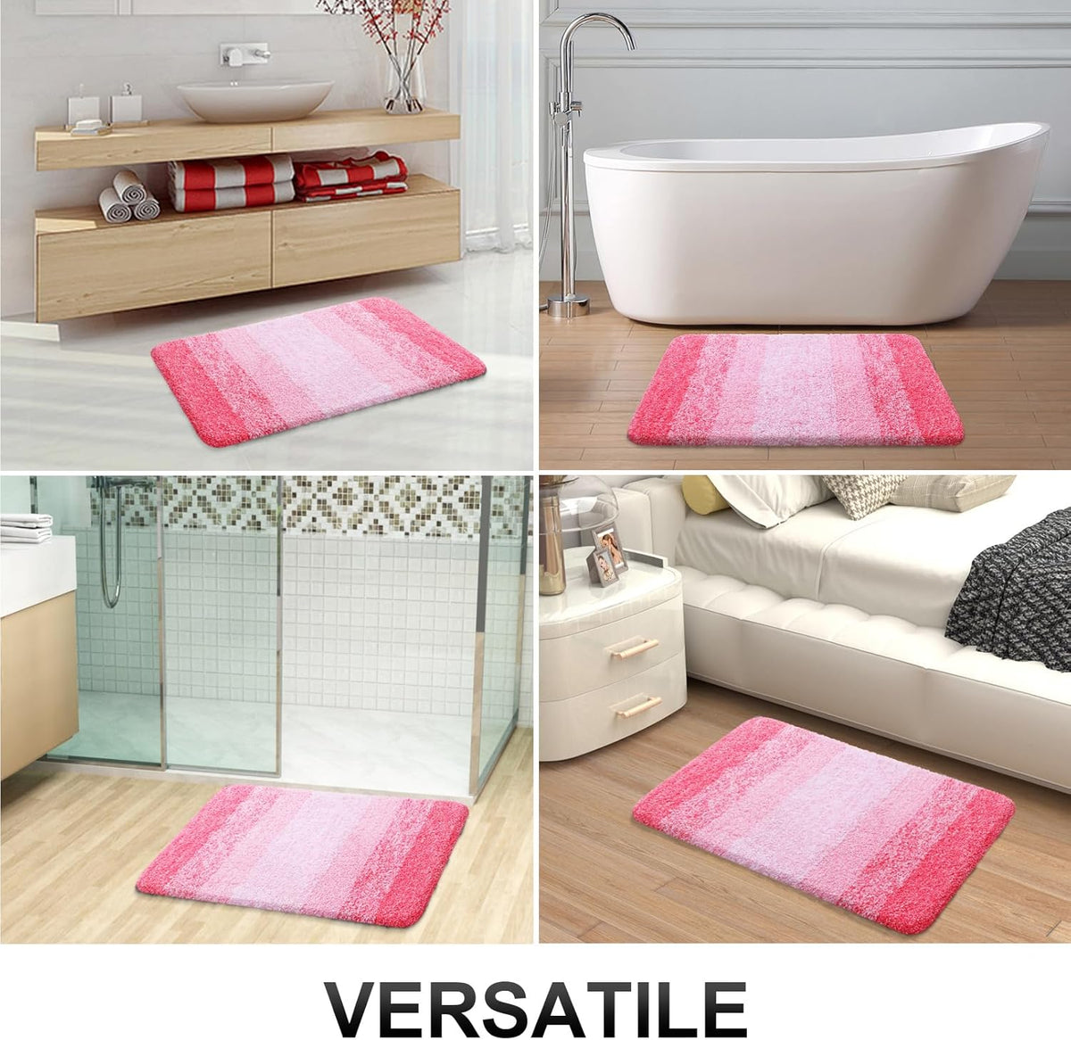 OLANLY Bathroom Runner Rugs 47x24, Extra Soft Absorbent Microfiber Bath Rugs, Rubber Backing, Quick Dry, Machine Washable Bath Mats for Bathroom Floor, Tub and Shower, Home Decor Accessories, Pink