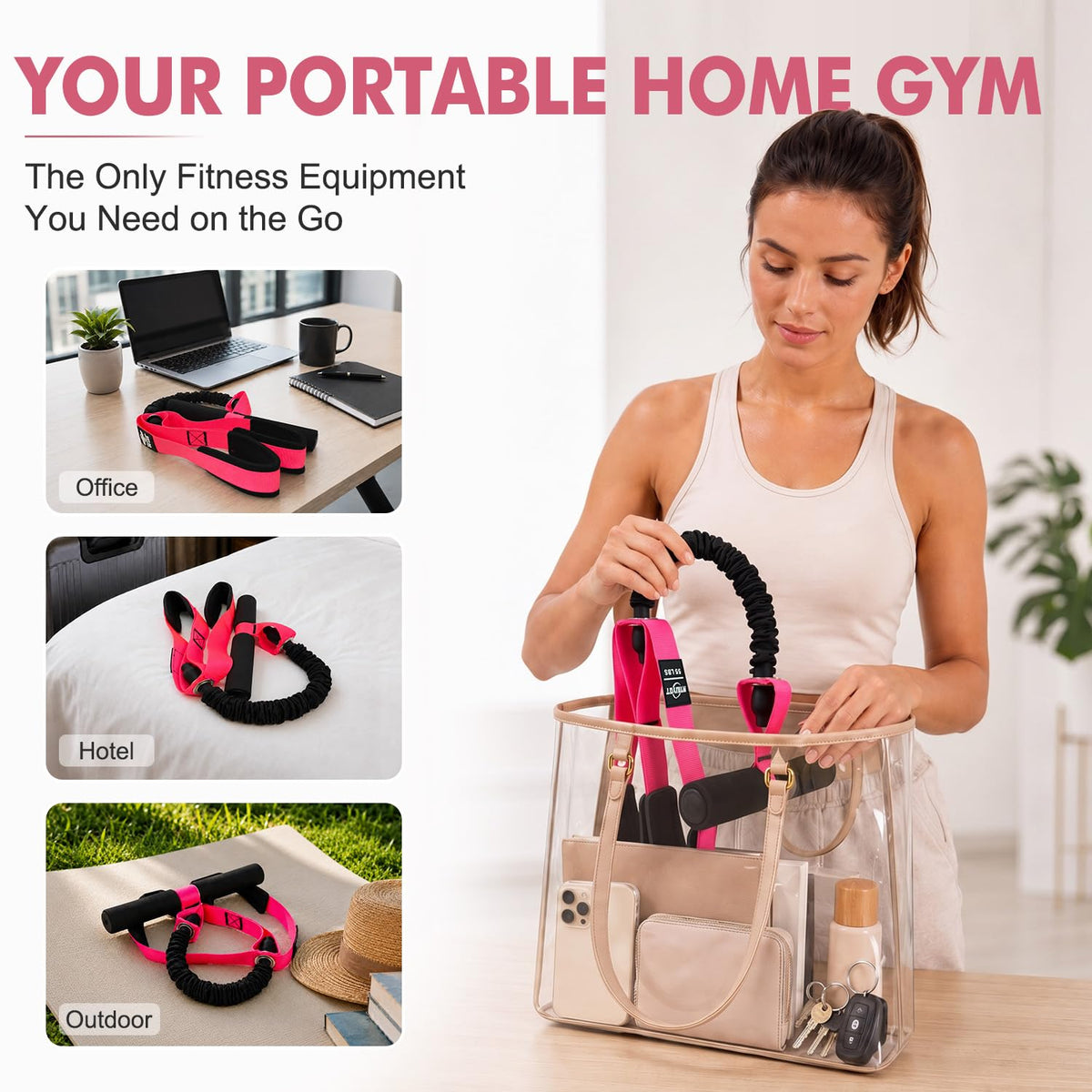 Pedal Resistance Band with Handle for Women, Home Gym Exercise Equipment