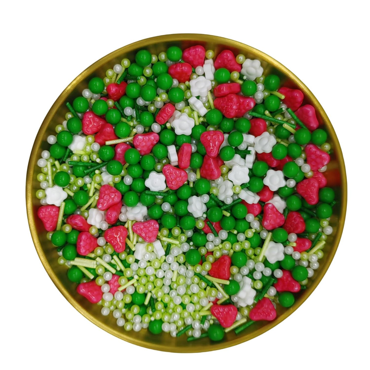 Strawberry Sprinkles Candy Mix Size Edible Pearls Cake Decorations Cupcake Toppers Cookie Decorating Perfect for Wedding Party Valentine Halloween Christmas Supplies 4.58OZ