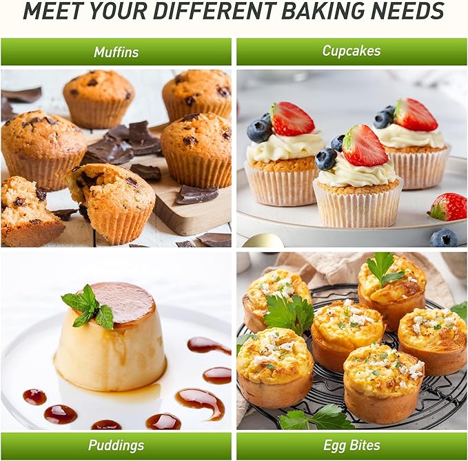 2 Packs 6 Cups Silicone Muffin Pan with Metal Reinforced Frame Jumbo Size Cupcake Pan Tray Egg Bites Silicone Circle Cookie Molds Muffin Tin Tart Pans Baking Sheet Set for Breakfast Sandwiches