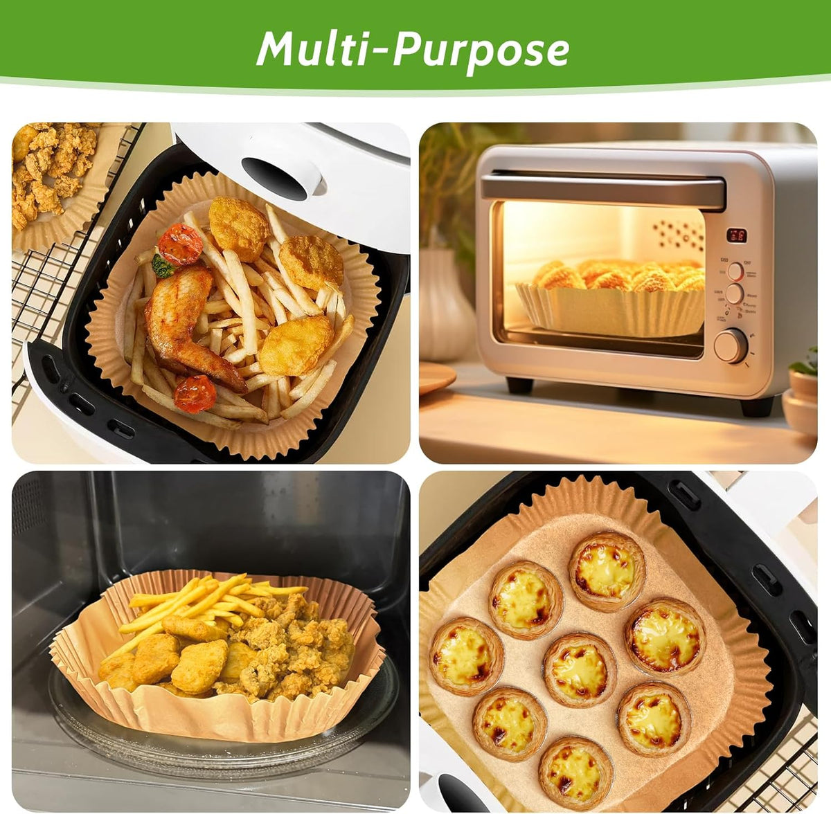 360 Pcs 8” Square Unbleached Heavy Duty Air Fryer Paper Liners Disposable, Non-Stick & Non-Leak Parchment Paper Liners for Airfryer Basket, Deep Fryer Parts & Accessories