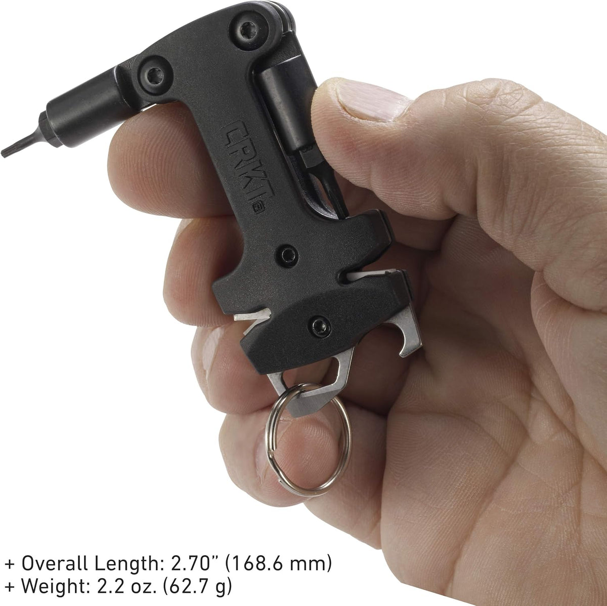 CRKT Knife Maintenance Tool: Tungsten Carbide Sharpener, Ceramic Sharpener Honing Edge, Torx Bits, Bottle Opener, Flat Screwdriver, Keychain Accessory, 9704