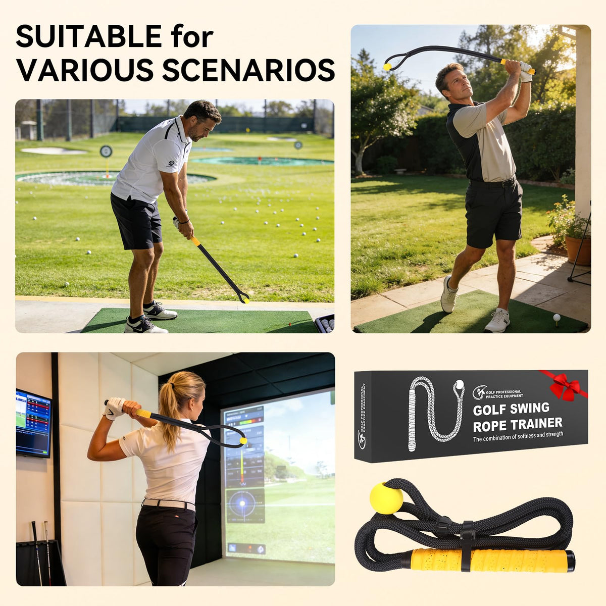 Golf Rope Swing Trainer to Improve Speed, Tempo for Golf Warm-Up Practice