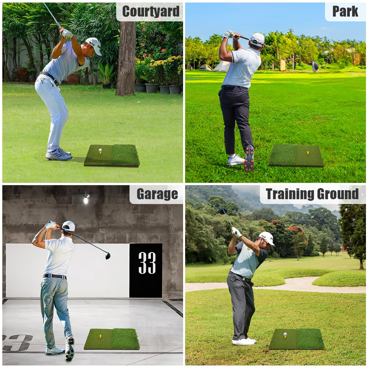 COSPORTIC Foldable Golf Hitting Mat for Chipping & Swing Practice,16"x24" Large Practice Area, Rough & Fairway Training, 11mm Shock-Absorbing EVA Padding, Portable for Home/Office/Indoor/Outdoor Use