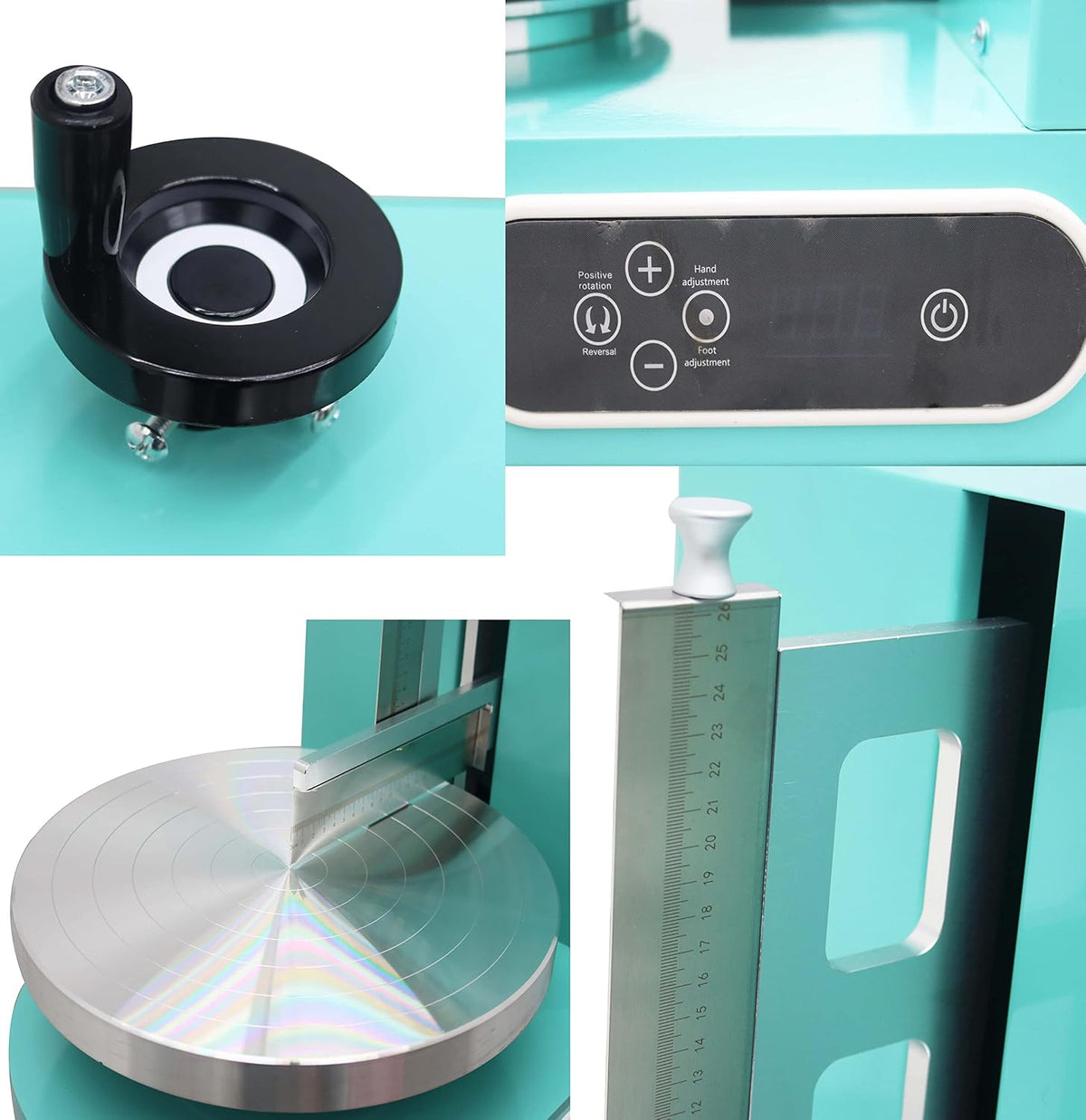 TECHTONGDA Cake Decorating Coating Machine Cream Spreading Automatic Frosting Turntable with Graduated Scraper 60-320RPM Rotating Speed for 4-12inch Cakes Green