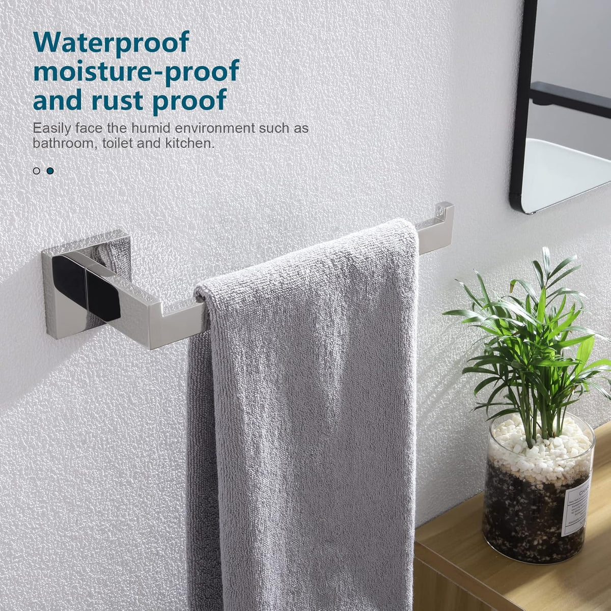KOKOSIRI Towel Bar Shiny Chrome Hand Towel Ring Holder for Bathroom Kitchen Hardware Wall Mounted, Polished Stainless Steel, B3003CH