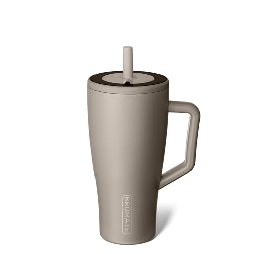 BrüMate Era 30 oz Tumbler with Handle and Straw | 100% Leakproof Insulated Water Bottle Tumbler with Lid and Flexible SoftSip Straw | Made of Stainless Steel | Cup Holder Friendly | 30oz (Mocha)