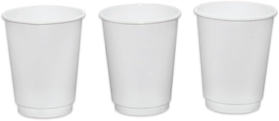 Insulated Paper Cups for Coffee & Tea Made in USA | Recyclable Double Wall Disposable To-Go Cups for Hot Beverages | Sturdy, Food Safe, and Eco-Friendly Hot Cups (12 oz, 500 Count)