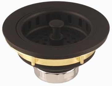 Metal World BS10101MB Post Style Sink Strainer, 3-1/2" Metal Kitchen Strainer, Cast Brass Body Basket Strainer, Strainer with Stainless Steel Basket, Matte Black Finish 1 Pack