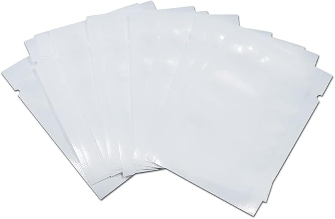 PABCK 1000 Pack 3.1x4.7 inch (Usable Size 2.75x4.3 inch) White Front Clear Open Top 2.8mil Plastic Vacuum Pouch Heat Sealable Bags for Food Storage Packets Mini Sample with Tear Notches