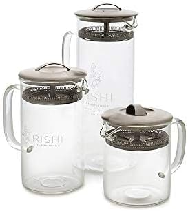 Rishi Tea Simple Brew Teapot - For 20oz Loose Tea Preparation, Built-in Strainer, Everyday Teaware, Easy to Clean, Borosilicate Glass, Enjoy Hot or Iced - 600ml