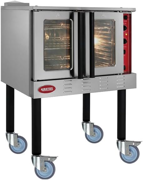 Kratos Commercial Convection Oven, Natural Gas Powered Full Size Single Deck Freestanding Oven, 54,000 BTU, Stainless Steel