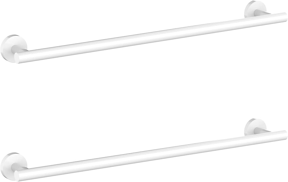 Cilee 2 Pieces White Bathroom Towel Bar, 24 Inch Double Towel Racks,Bathroom Towel Holder Towel Hanger for Bathroom Stainless Steel Wall Mount