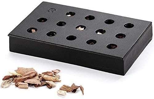 Outset Q177 Smoker Gas Grill, 5.25" x 8.25" x 1.25", Wood Chip Smoking Box: Cast Iron