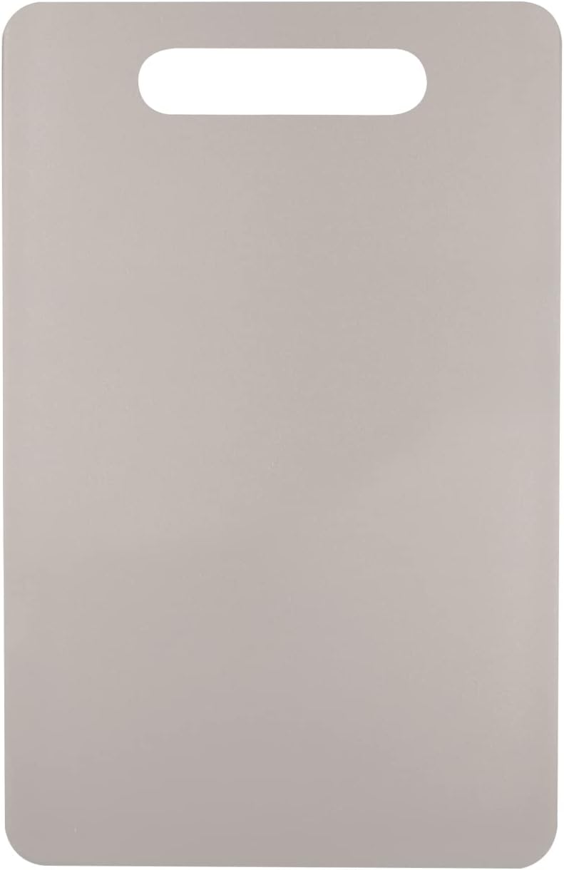 Fotouzy Plastic Utility Cutting Board with Handles, Food Safe PP Material, BPA Free, Dishwasher Safe, Thick Chopping Board, Large Size, Easy Grip Handle, for Kitchen (Almond)