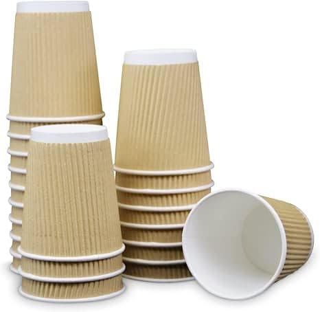 Ripple Paper Cups 8 oz 500 Pack for Coffee & Tea Made in USA | Bulk for Home, Office, Restaurants & Coffee Shops | Recyclable, Insulated, & Disposable To-Go Cups for Hot Beverages (8 oz - 500 count)