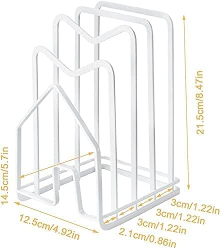 SUNFICON 2 Pack White Cutting Board Holder Rack Pot Pan Lids Holder Chopping Board Organizer Thin Bakeware Tray Dry Display Stand Kitchen Countertop Cabinet Office