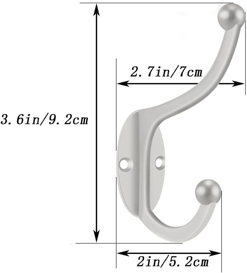 ZEYU Wall Hooks, 10Pcs Coat Hooks Hardware Towel Hooks for Hanging Coats Double No Rust Black Robe Hooks Wall Mounted with Screws for Key, Towel, Bags, Cup, Hat