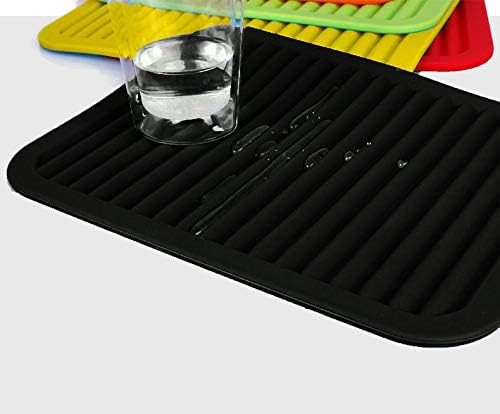 2 Pack Large Silicone Trivet Mats/Hot Pads, Heat Resistant Pot Holder,9"x12" Non Slip Flexible Durable Pot Coaster Kitchen Table Mats (Wavy Black)