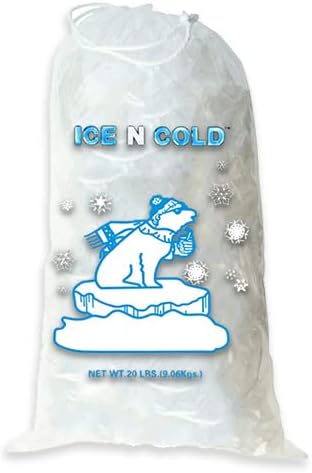 Ice Bags with Drawstring Closure | 20lb, 400ct/cs | 50 mic Thickness | Portable Storage and Freezer Keeper