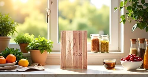 Wood Heart Organic Wooden Cutting Board with Juice Groove. Made with Natural Acacia Hard Wood it is Durable Anti-Slip Best for Chopping Fruits Veggies, Decorating Cheese Board & Kitchen Serving Tray