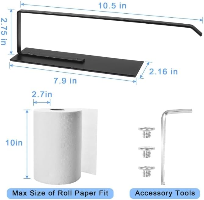 Paper Towel Holder, Magnetic Paper Towel Holder for Fridge, Toilet Paper Roll Holder Magnet Towel Rack Wall Mount Fridge Organizer for Paper Towels Rolls Bathroom Pantry RV Kitchen Storage