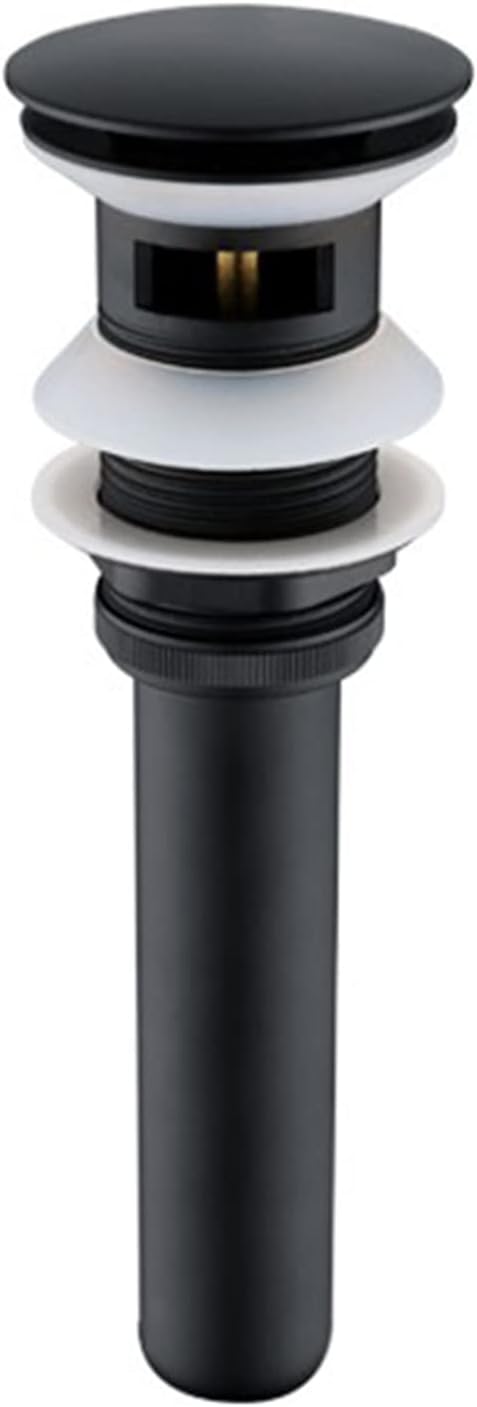 Pop Up Sink Drain with Overflow Bouncing Style Brass Stopper for Bathroom Faucet Vessel or Vanity Drain Brass Oil Rubbed Black