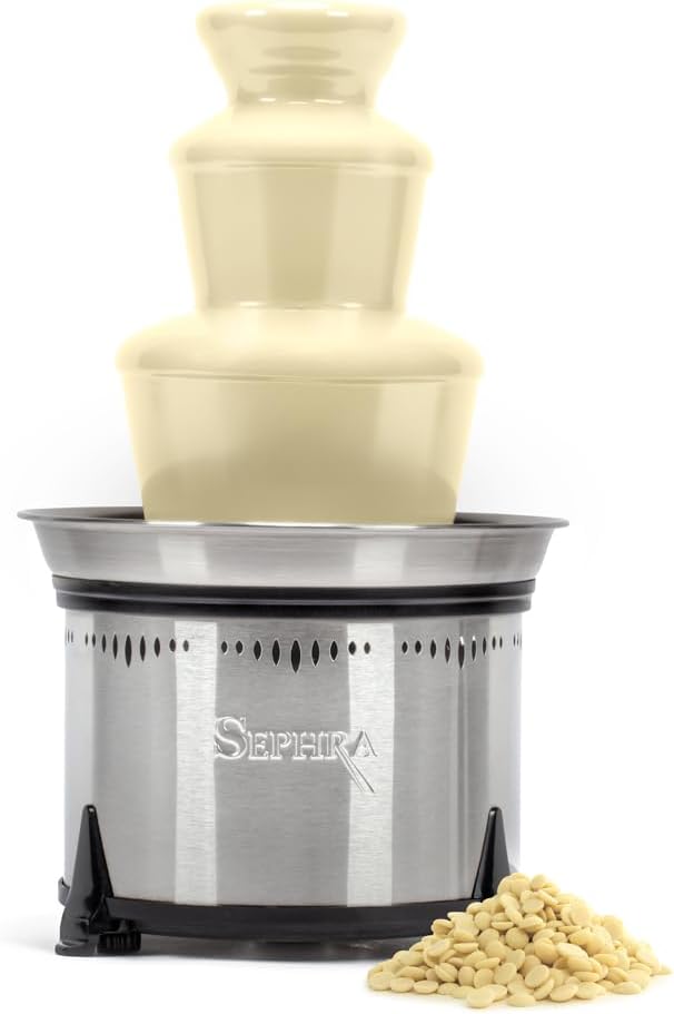 Sephra Belgian WHITE Fondue Chocolate - Fountain Ready Imported Belgian Chocolate for Melting - Organic Baking Chocolate - White Couverture Chocolate HALAL, Vegan & Gluten Free, 2lbs