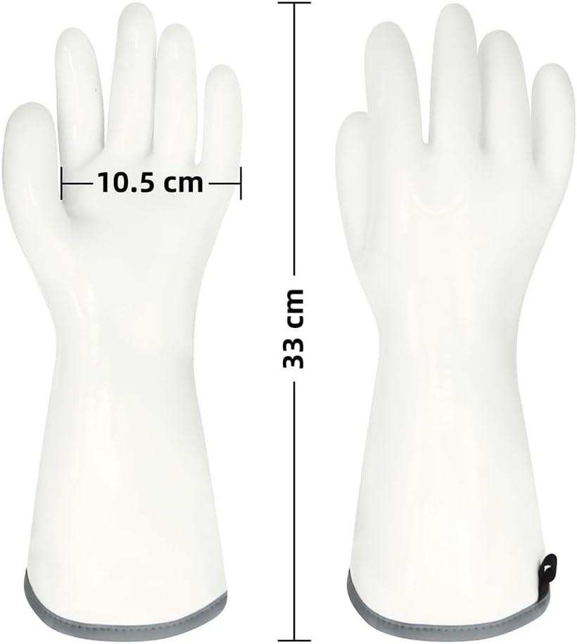 Silicone BBQ Gloves, Oven Gloves with Fingers 932°F Heat Resistant, Kitchen Waterproof Hot Proof Glove for Fryer, Smoker, Baking, Cooking (Gray, L)