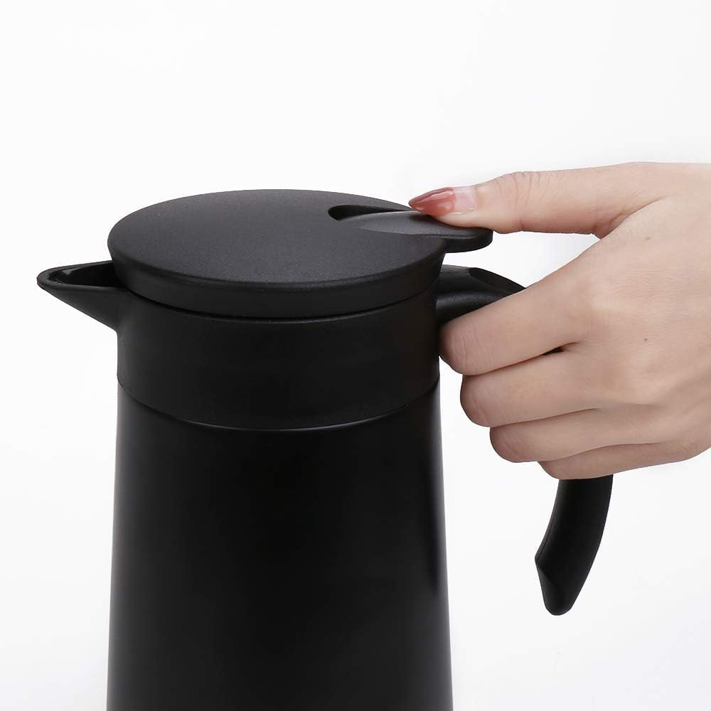28oz Coffee Carafe Airpot Insulated Coffee Urn Stainless Steel Vacuum Thermal Pot Flask for Coffee, Hot Water, Tea, Hot Beverage - Keep 9 Hours Hot, 18 Hours Cold (2 Pack Black)