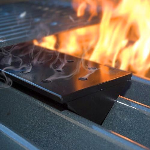 Charcoal Companion Large Nonstick V-Shaped Smoker Box - Intense Smoky Flavor for Gas Grills, Durable Metal - Hinged Lid for Easy Wood Chip Access - Convenient, Clean Grilling Experience (Black)